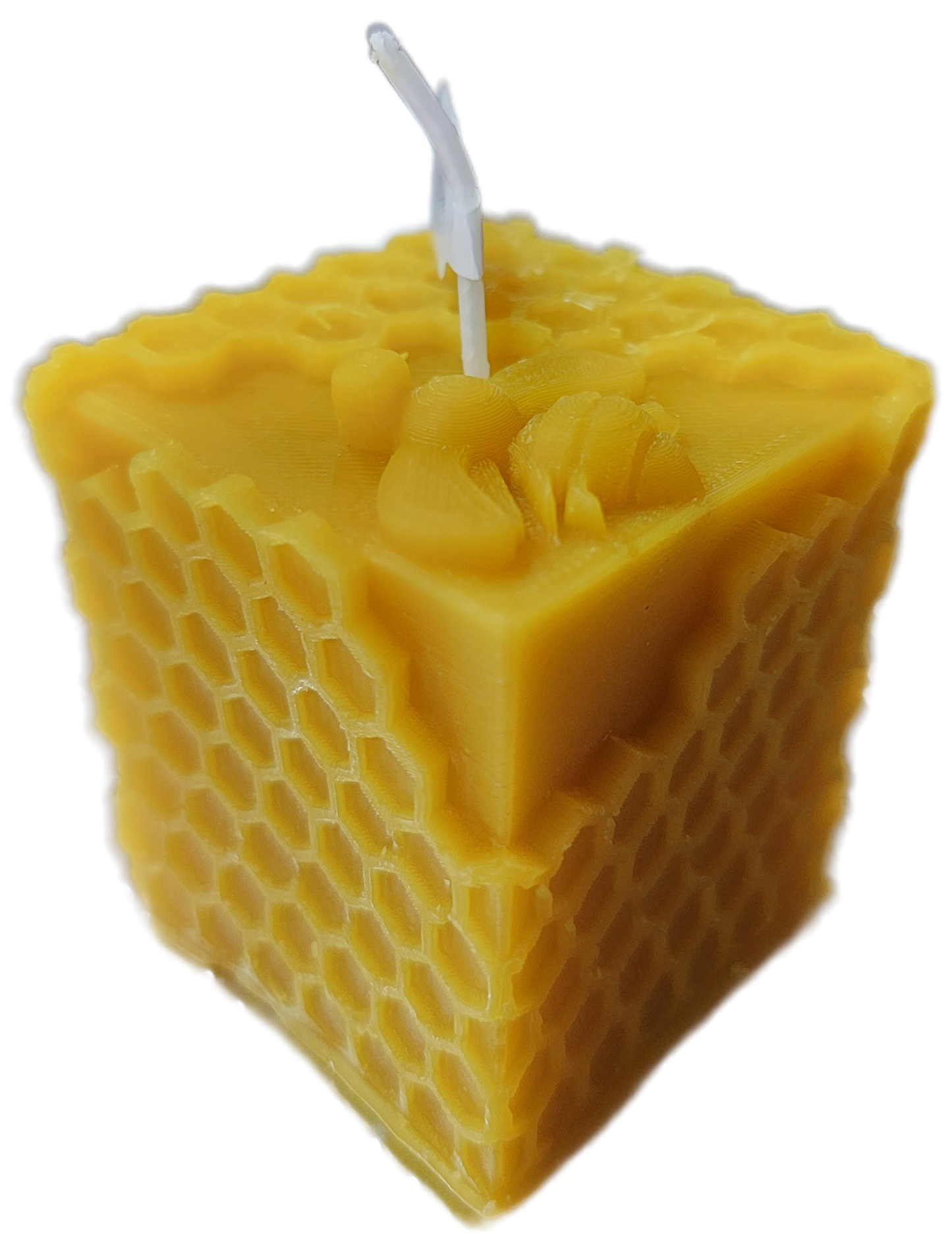 Honeycomb Cube with Bee Beeswax Candle