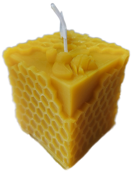 Honeycomb Cube with Bee Beeswax Candle