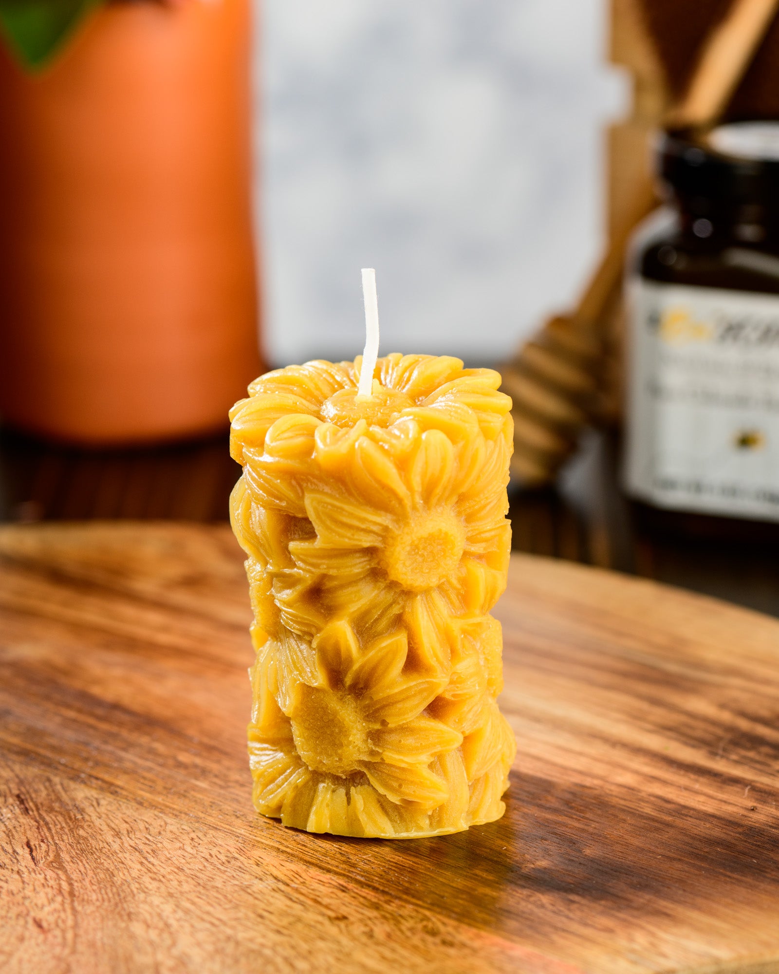 Butterfly Pillar Beeswax Candle